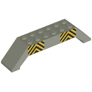 Brick Sloped 45° 10 x 2 x 2 Double with Black and Yellow Stripes Print