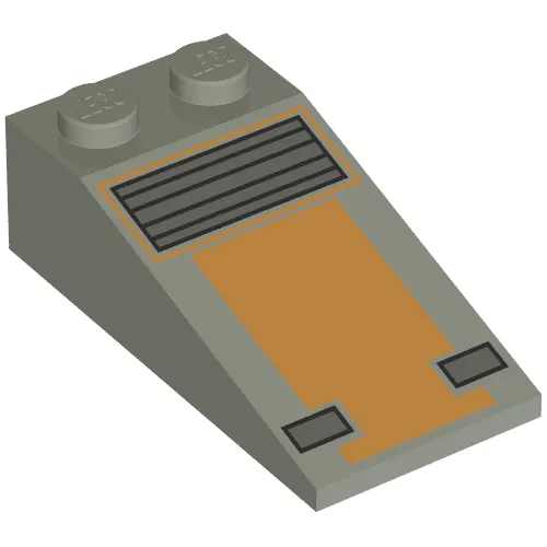 Brick Sloped 18° 4 x 2 with Orange and Grey Rectangles Print
