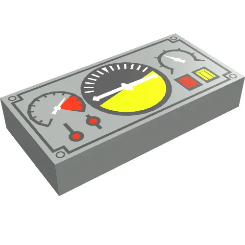 Tile 1 x 2 with Avionics Black and Green Print