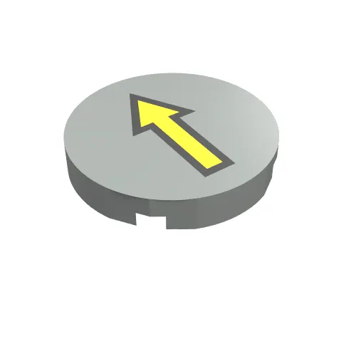 Tile Round 2 x 2 with Yellow Arrow with Black Border Print