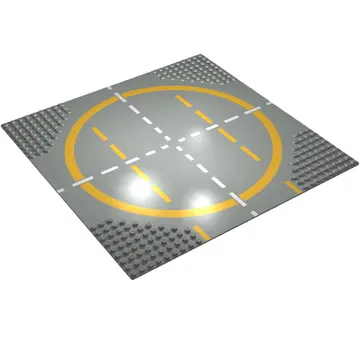 Baseplate 32 x 32 with 9-Stud Crossroads / Landing Pad with Type 3 (Orange) Lines Print
