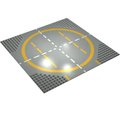 Baseplate 32 x 32 with 9-Stud Crossroads / Landing Pad with Type 3 (Orange) Lines Print