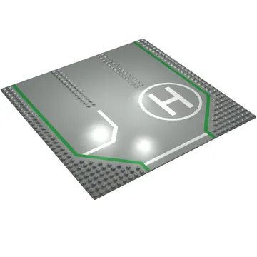 Baseplate 32 x 32 with 9-Stud Straight, 3-Lanes and Helicopter Pad Print