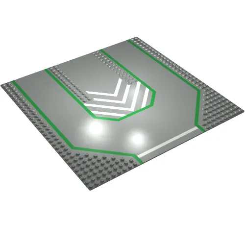Baseplate 32 x 32 with 9-Stud Straight, 3-Lanes and Chevrons Print