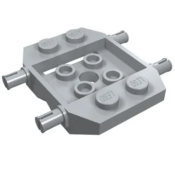 Vehicle Base 4 x 4 x 2/3 with Wheel Clip Pins, Wedge, 2 x 2 Recessed Center with Hole