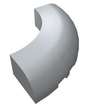 Brick Round Corner 5 x 5 x 1 Curved, Bottom Cut Outs, No Studs, 7 Bottom Tubes