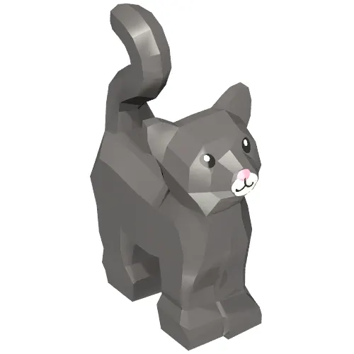 Animal, Cat, Standing New Style with White Muzzle and Bright Pink Nose Print