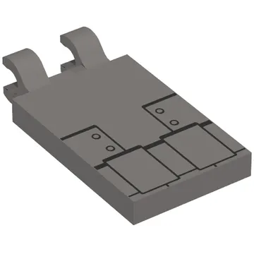 Tile Special 2 x 3 with 2 Clips with Black Lines/Armour print