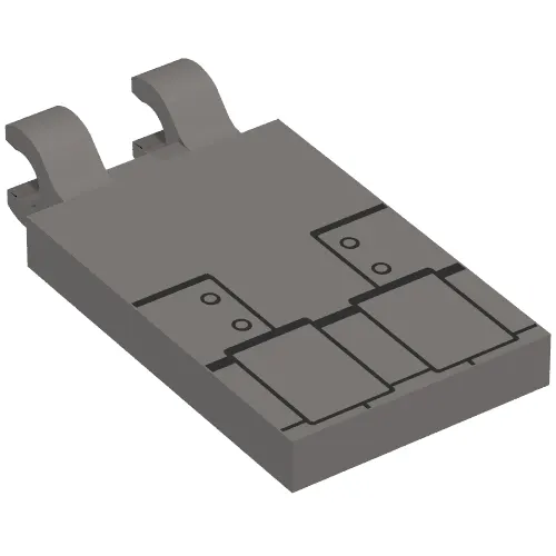 Tile Special 2 x 3 with 2 Clips with Black Lines/Armour print