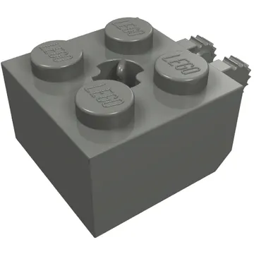Hinge Brick 2 x 2 Locking with 2 Fingers Vertical and Axle Hole, 9 Teeth