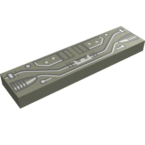 Tile 1 x 4 with Black and Copper Circuits Print