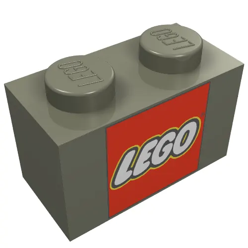 Brick 1 x 2 with LEGO Logo Closed O Square Print