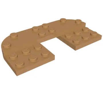 Plate Round Corners Double 4 x 8 with 2 x 2 Cutout and 2 x 8 Raised Studs, Reduces Nubs