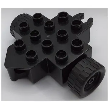 Duplo Trailer Base 4 x 4 with Two Black Wheels and Hitch Ends