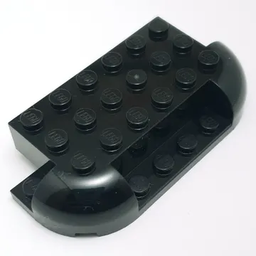 Brick Curved 4 x 8 with Rounded Ends, 1 x 4 Cutout in Front, Two 1 x 2 Cutouts in Back