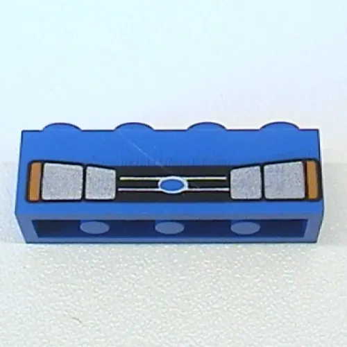 Brick 1 x 4 with Car Headlights and Blue Oval Print