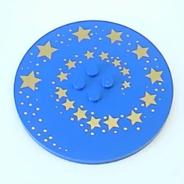 Plate Special Round 8 x 8 with 2 x 2 Center Studs with Gold Swirling Stars Print