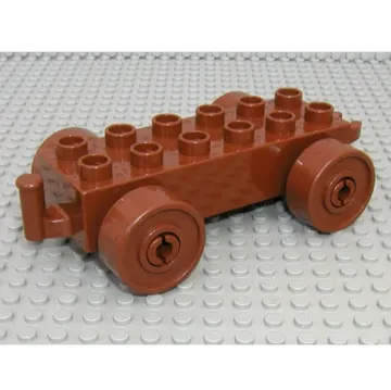 Duplo Car Base 2 x 6 with Brown Wheels and Open Hitch End