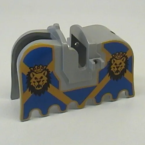 Animal / Creature Accessory, Horse Barding with Lion Heads and Blue and Yellow Print