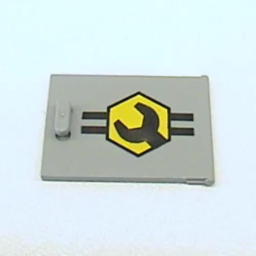 Cupboard 2 x 3 x 2 Door with Black and Yellow Lines, Octagon and Wrench Print