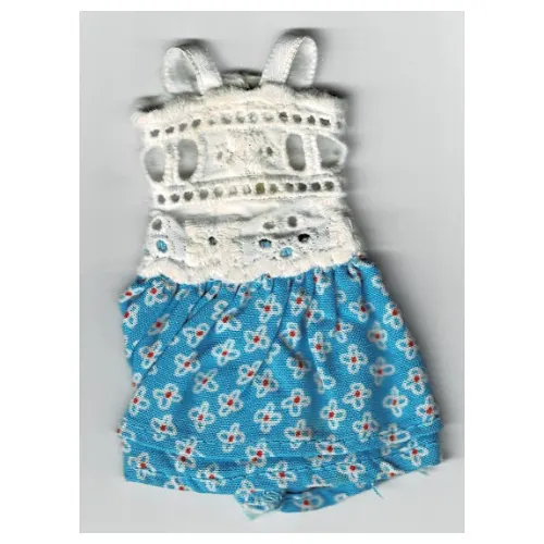Scala, Dress, White Lace Top and Medium Blue Skirt with White Flowers