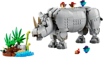 Wild Animals: Majestic Rhino with Birds