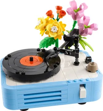 Record Player with Flowers