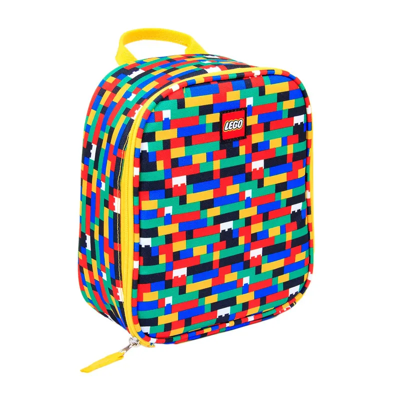Brick Print Lunch Bag (Red/Blue)