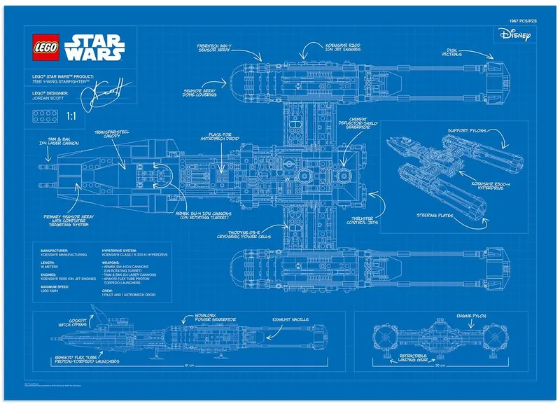 UCS Y-Wing Blueprint Poster