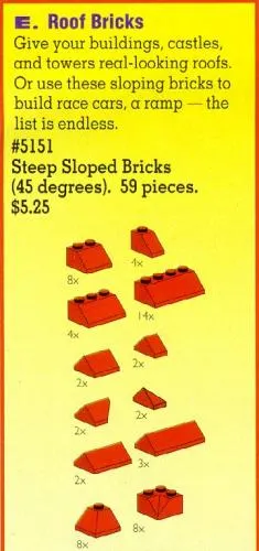 Roof Bricks, Red, 45 Degrees