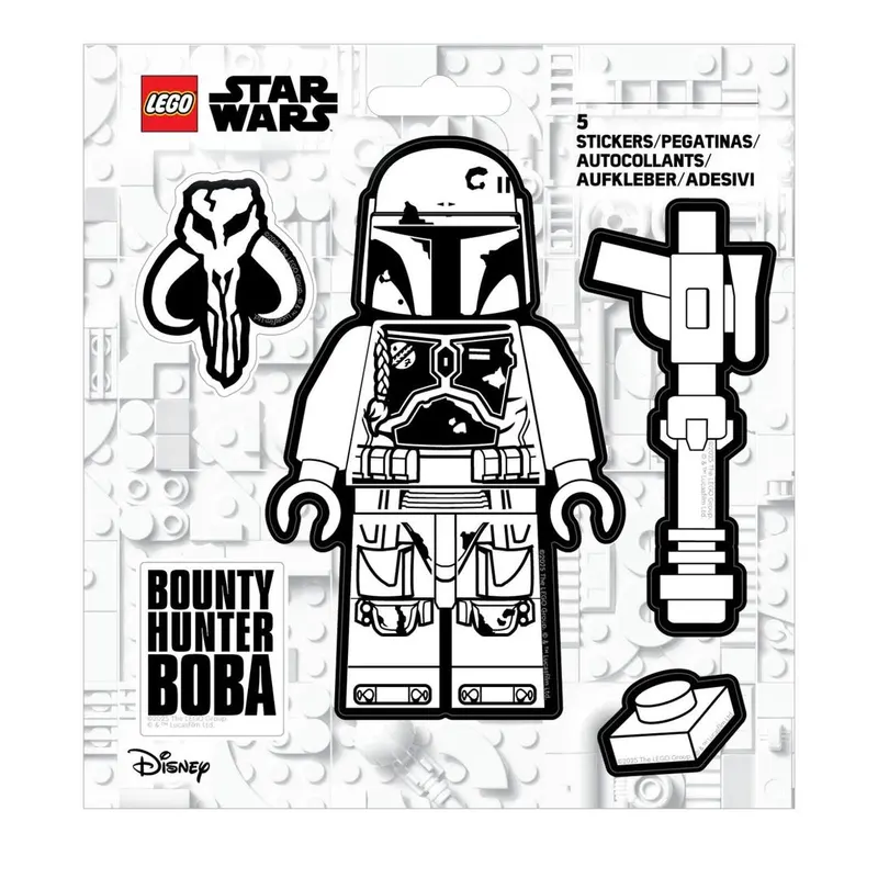 Star Wars The Mandalorian Boba Fett Black and White Stickers