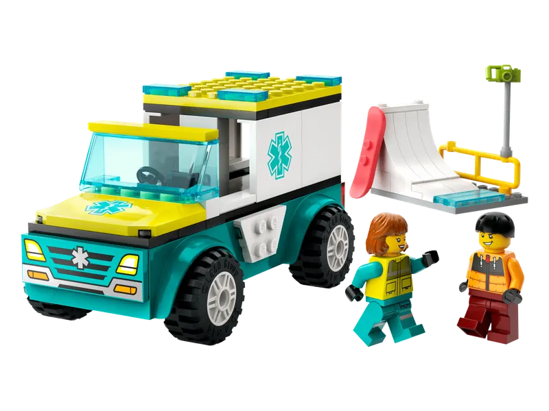 Emergency Ambulance and Snowboarder