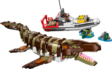 Brick-Built Mosasaurus Boat Mission