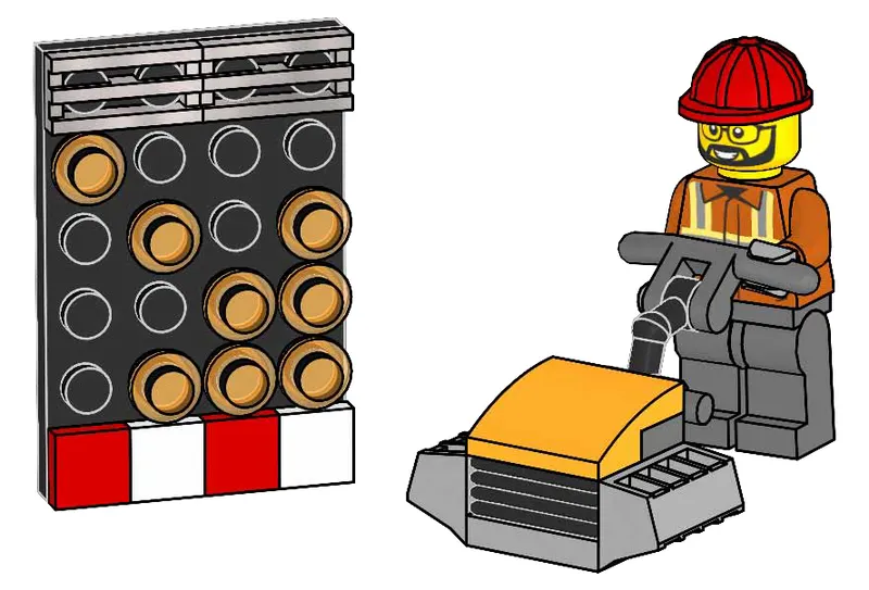 Construction Worker with Vibratory Plate