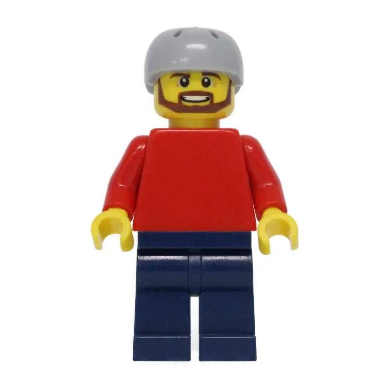 Red Torso, Dark Blue Legs, Light Bluish Gray Helmet
