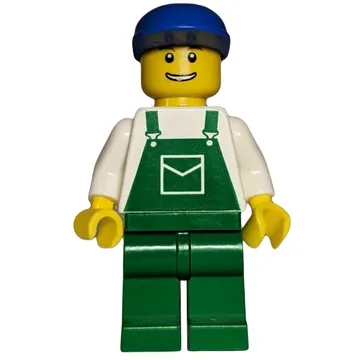 White Torso, Green Overall, Green Cap