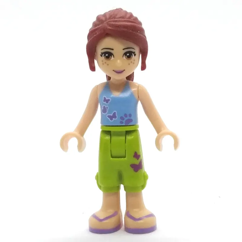 Mia - Medium Blue Top, Lime Shorts