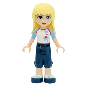 Stephanie - White Jersey, Dark Blue Trousers