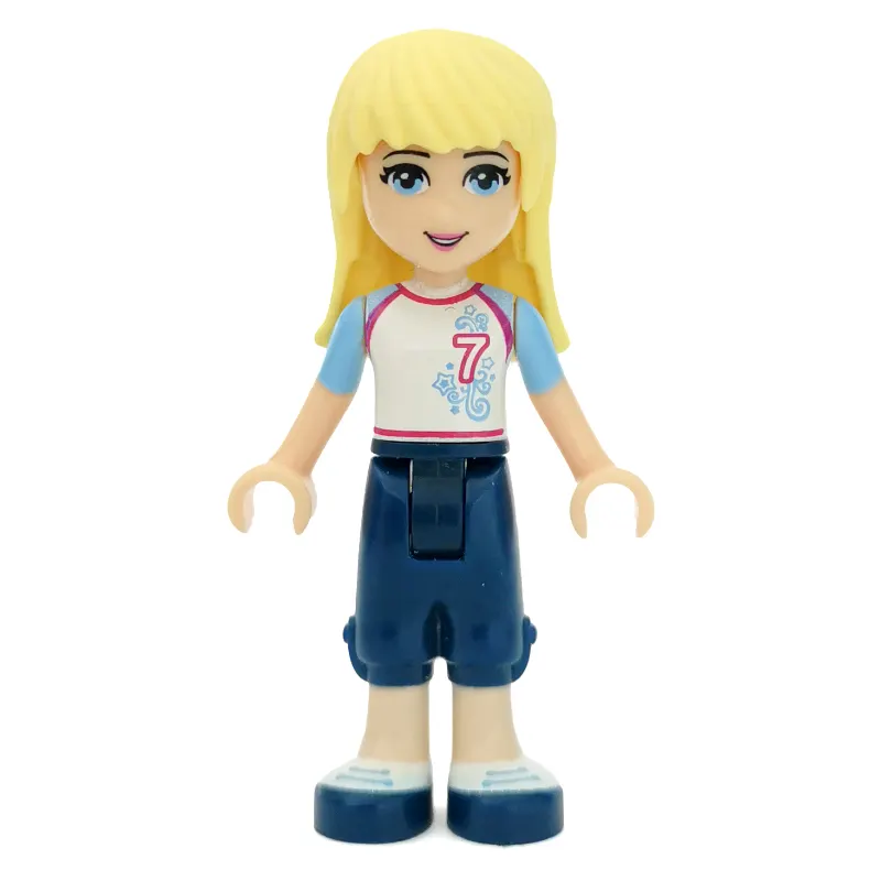 Stephanie - White Jersey, Dark Blue Trousers