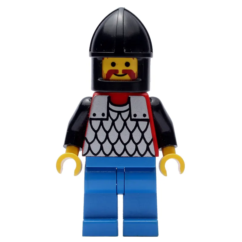 Knight (Scale Mail on Red) - Black Arms, Blue Legs, Black Chin-Guard