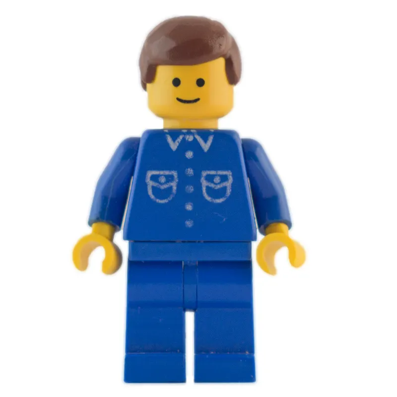 Man, Blue Shirt with Buttons and Pockets, Blue Legs, Brown Hair