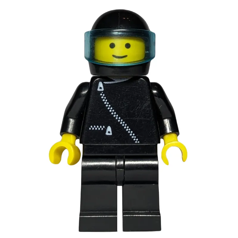 Racer, Black Jacket with Zipper, Black Helmet with Visor (3626a Head)