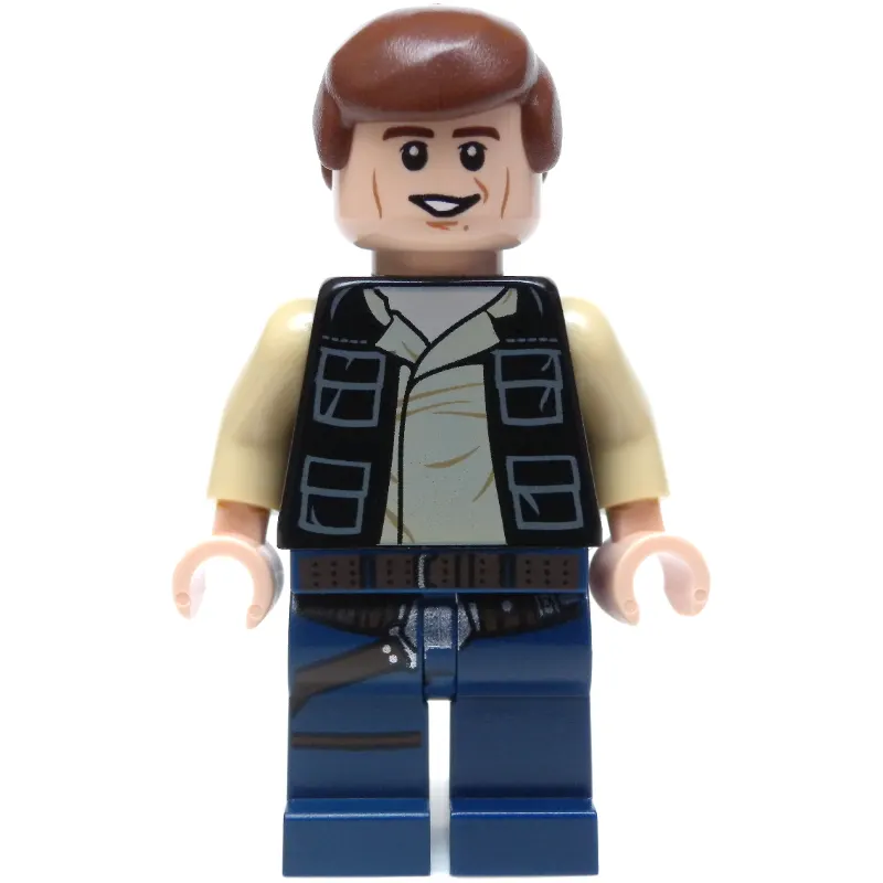 Han Solo, Black Vest, Dark Blue Legs, Smooth Hair, Cheek Lines