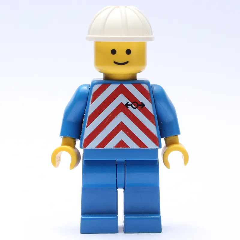 Train Worker - Red Vest, Blue Legs, White Helmet, Plain Face