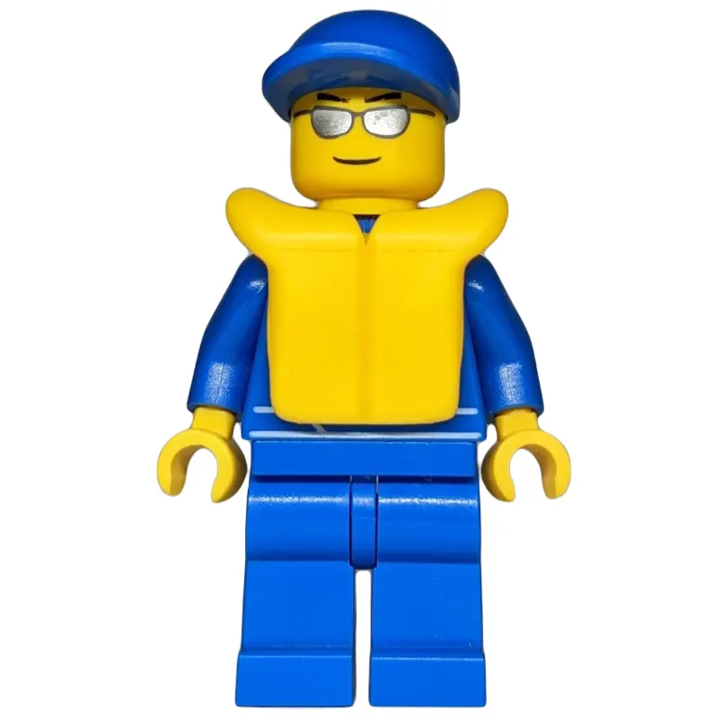 Racer, Blue Jumpsuit with Octan Logo, Blue Cap, Yellow Life Vest 2610, Silver Sunglasses