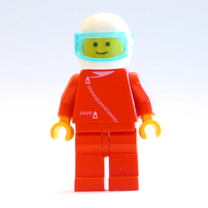 Racer, Red Jacket with Zipper, White Helmet with Visor