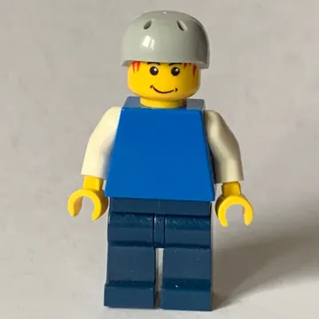 Man, Plain Blue Torso with White Arms, Dark Blue Arms, Light Bluish Gray Helmet
