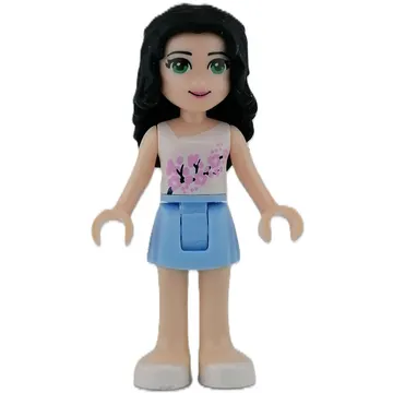 Emma - White Top, Bright Light Blue Skirt