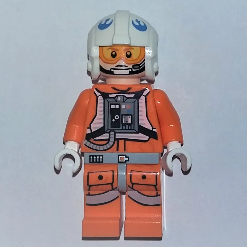 Rebel Pilot Snowspeeder, Orange Flight Suit, White Helmet, Orange and Yellow Visor
