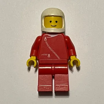 Man, Red Jacket with Zipper, White Helmet